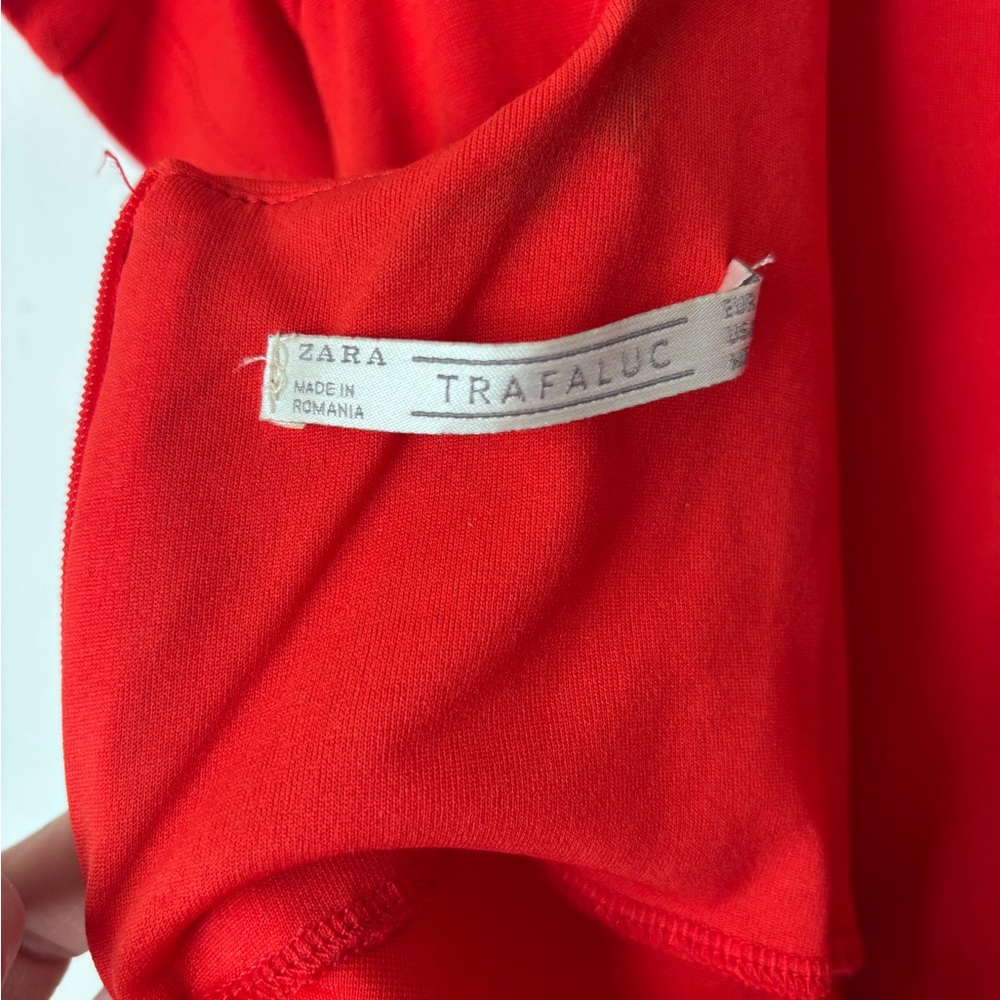 Zara Red Bodycon Short Sleeve Fitted Midi Dress - Picture 4 of 4